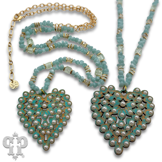 Laser cut rhinestone heart necklace