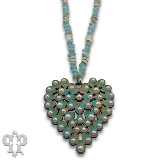 Laser cut rhinestone heart necklace