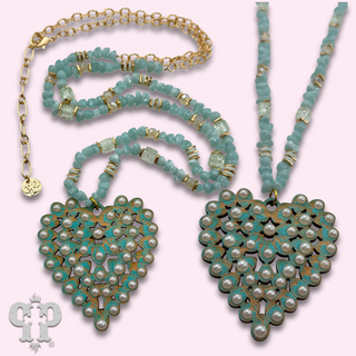 Laser cut rhinestone heart necklace