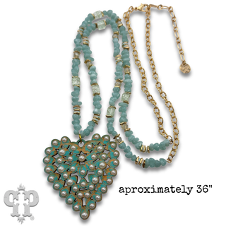 Laser cut rhinestone heart necklace