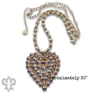 Laser cut rhinestone heart necklace