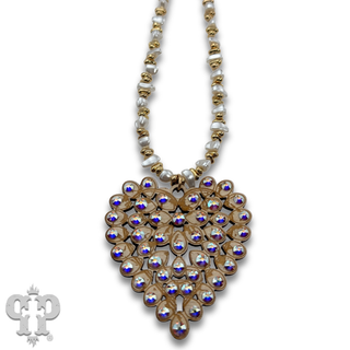 Laser cut rhinestone heart necklace