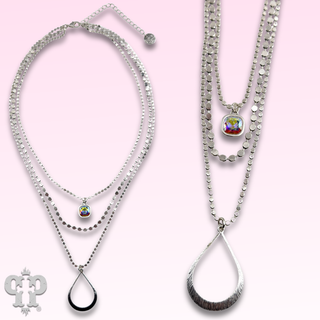Triple strand teardrop pendant necklace