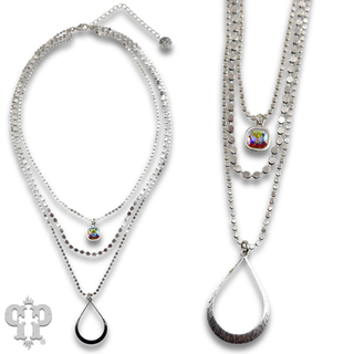 Triple strand teardrop pendant necklace