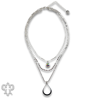 Triple strand teardrop pendant necklace