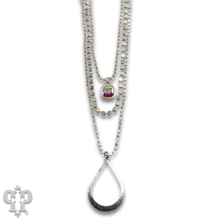 Triple strand teardrop pendant necklace