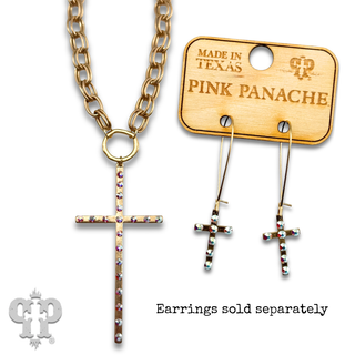 Gold cross chain necklace with Austrian crystals