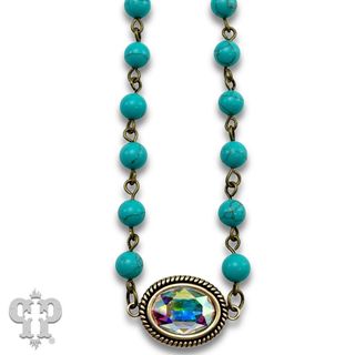 Mini oval rhinestone pendant necklace