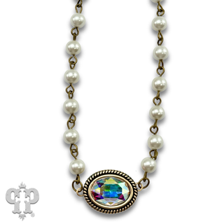Mini oval rhinestone pendant necklace