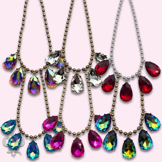 Ball chain necklace with large rhinestone charms