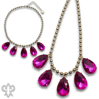 Ball chain necklace with large rhinestone charms