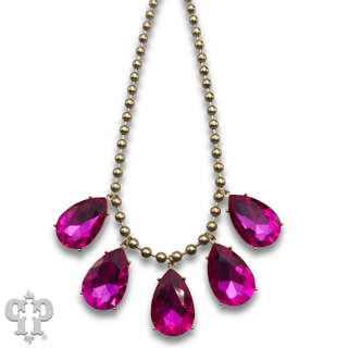 Ball chain necklace with large rhinestone charms