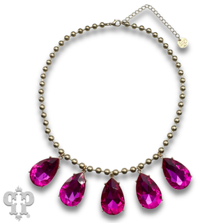 Ball chain necklace with large rhinestone charms