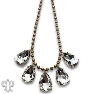 Ball chain necklace with large rhinestone charms