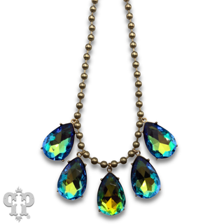 Ball chain necklace with large rhinestone charms