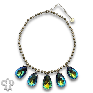Ball chain necklace with large rhinestone charms