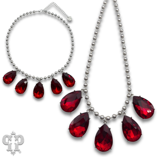 Ball chain necklace with large rhinestone charms