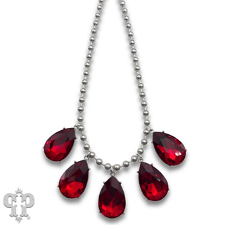 Ball chain necklace with large rhinestone charms