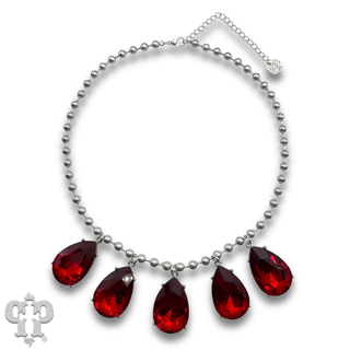 Ball chain necklace with large rhinestone charms