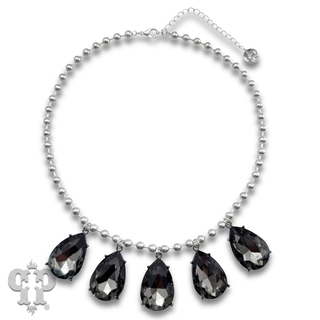 Ball chain necklace with large rhinestone teardrop charms