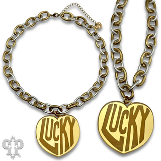 Lucky Heart on two tone chain necklace