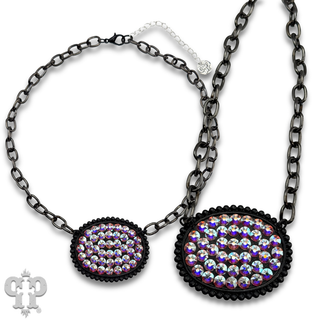 Austrian crystal oval on chain necklace