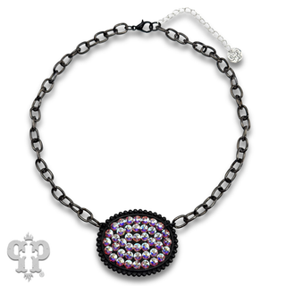Austrian crystal oval on chain necklace