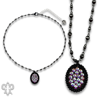 Austrian crystal mini oval on chain necklace