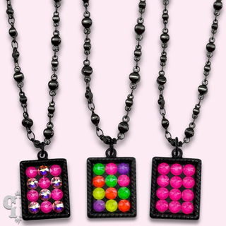 Austrian crystal rectangle on chain necklace