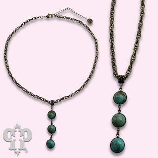Turquoise cabochon drop necklace