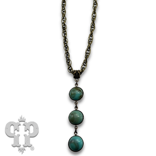 Turquoise cabochon drop necklace