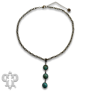 Turquoise cabochon drop necklace