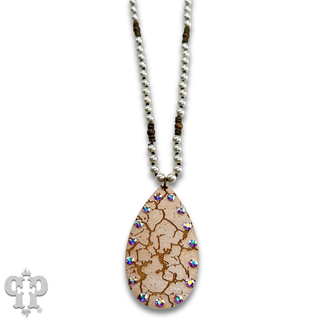 Crackle finish teardrop pendant necklace