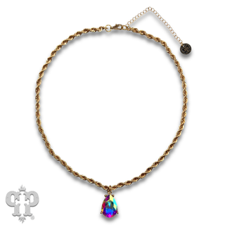 Rhinestone teardrop chain necklace