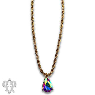 Rhinestone teardrop chain necklace