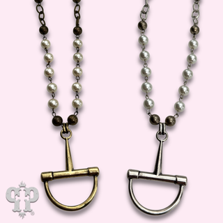 Horse bit equestrian pendant on beaded necklace