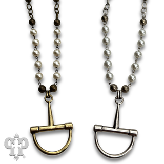Horse bit equestrian pendant on beaded necklace