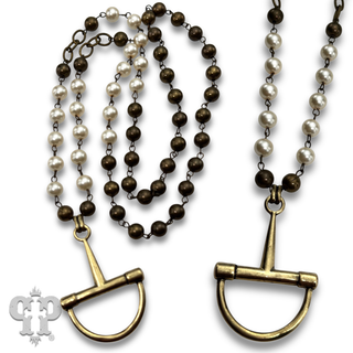 Horse bit equestrian pendant on beaded necklace