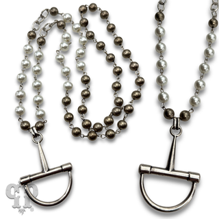 Horse bit equestrian pendant on beaded necklace