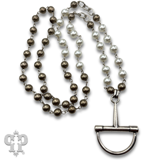 Horse bit equestrian pendant on beaded necklace
