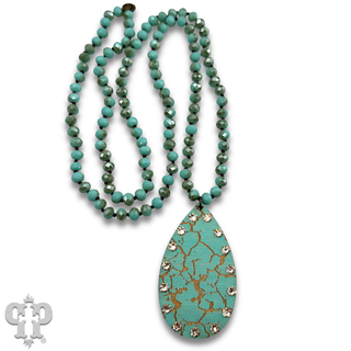Crackle finish teardrop pendant necklace