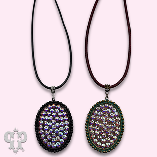 Large oval pendant necklace with crystals from Swarovski®