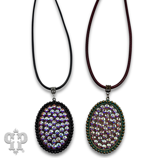 Large oval pendant necklace with crystals from Swarovski®