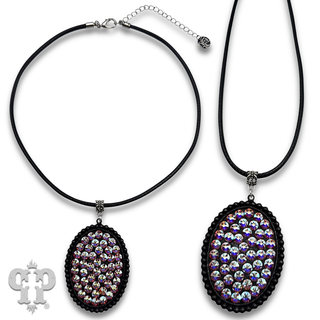 Large oval pendant necklace with crystals from Swarovski®