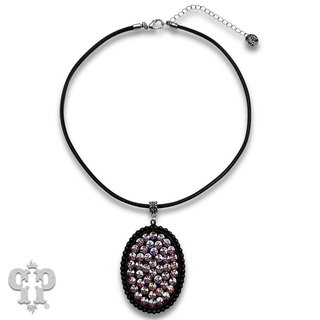 Large oval pendant necklace with crystals from Swarovski®