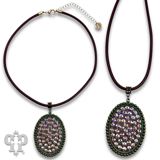 Large oval pendant necklace with crystals from Swarovski®