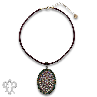 Large oval pendant necklace with crystals from Swarovski®