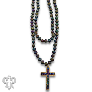 Double strand cross necklace with crystals from Swarovski®
