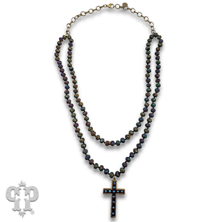 Double strand cross necklace with crystals from Swarovski®