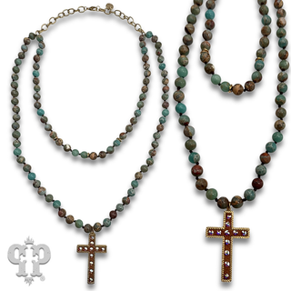 Double strand cross necklace with crystals from Swarovski®